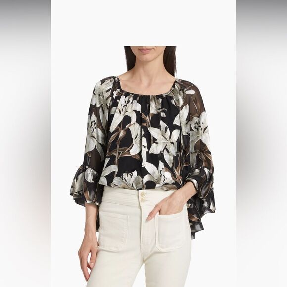NWT Alice + Olivia Ardelia Floral Off-the-Shoulder Blouse M - Picture 6 of 6